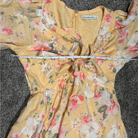 Abercrombie & Fitch Mini Dress Floral Baby Doll Cinch Front Puff Sleeve small - Picture 14 of 16